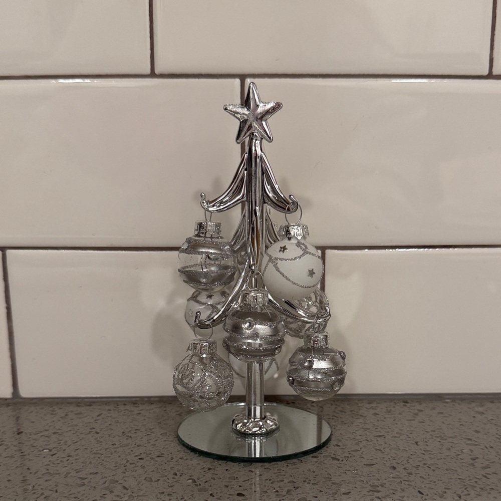 Mini Silver Ornament Display Tree